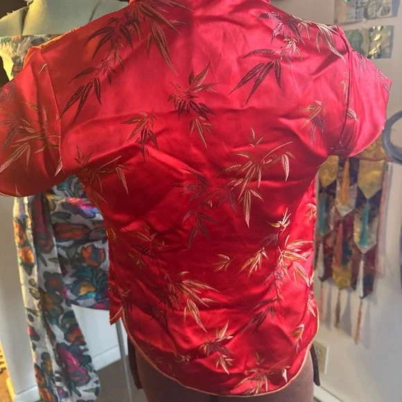 Qipao red bamboo top - Picture 4 of 4